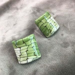 Blue bus studio green earrings